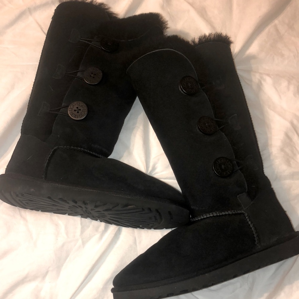 Black Triple Bailey Button Ugg Boots
